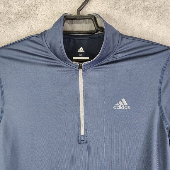Mens Blue Adidas Golf Pullover Polo Shirt 1/2 Zip Long Sleeve Mock Neck Size M - Picture 4 of 12